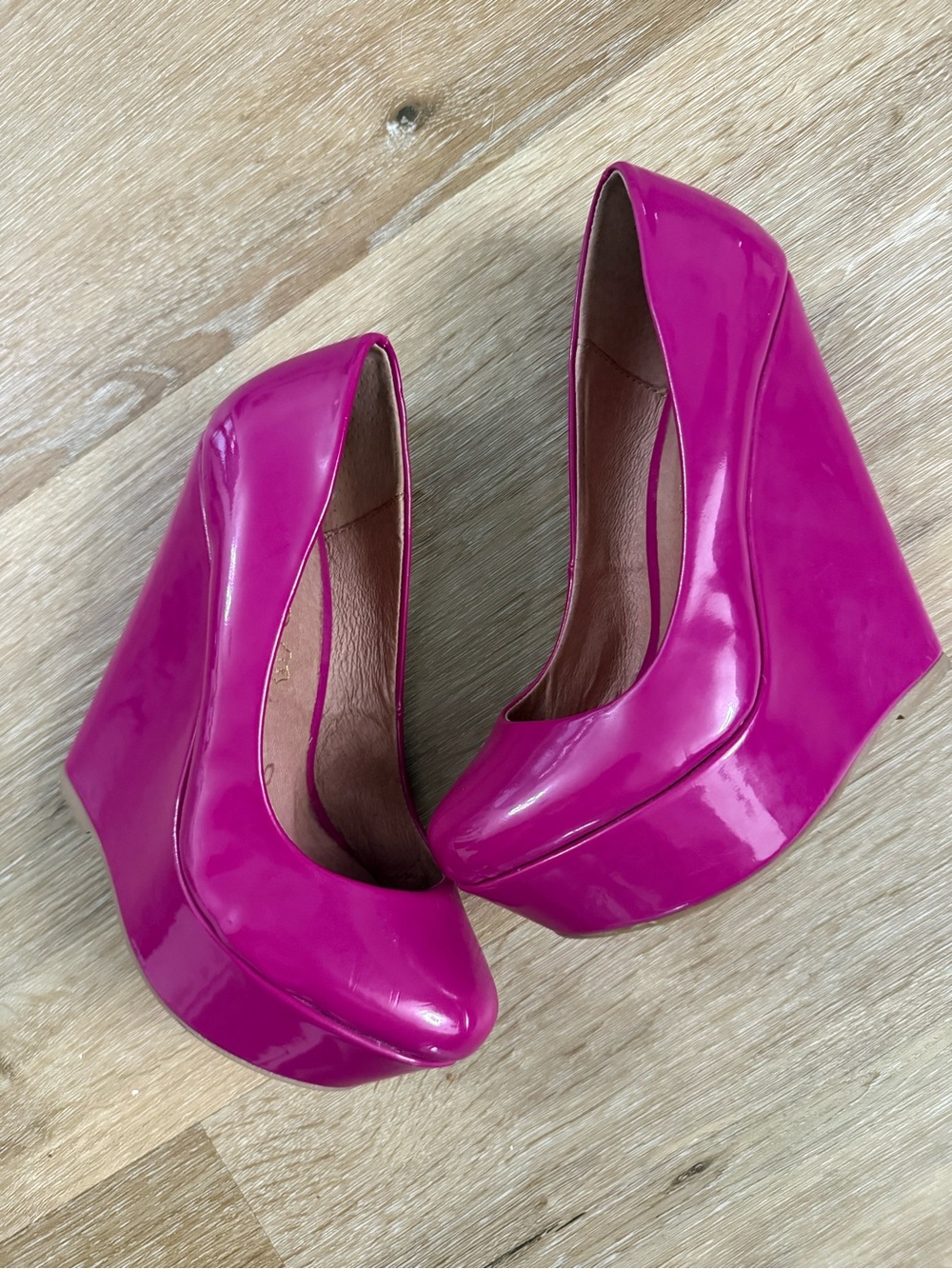 Aldo Pink Patent Wedge Heels - Women Shoes